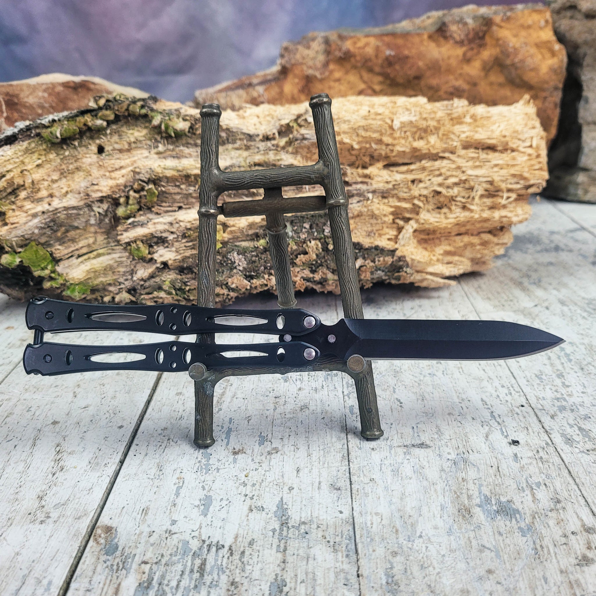 Flaminca Butterfly Bali Song Flip Knife Black