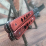 Yamasee Red Rosewood Cleaver Butterfly Bali song Flip Knife