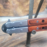 Yamasee Red Rosewood Cleaver Butterfly Bali song Flip Knife