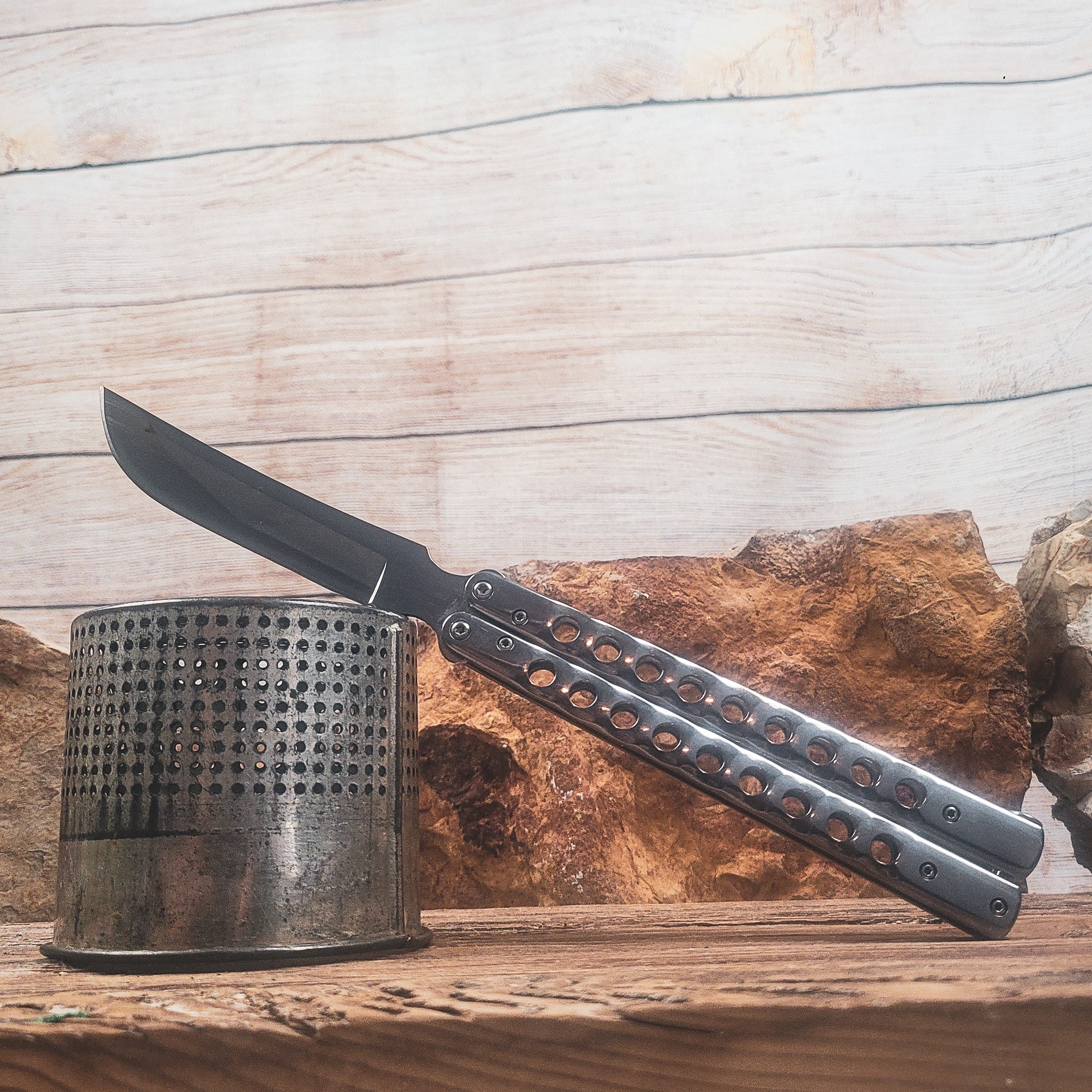 Long Shaft Batanga Silver Bali Song Butterfly Knife 11" long