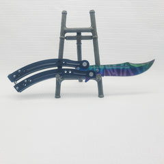 Bantangas Javelin Bali Song Butterfly Fan Knife Titanium Rainbow