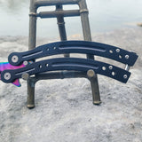 Bantangas Javelin Bali Song Butterfly Fan Knife Titanium Rainbow
