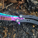 Bantangas Javelin Bali Song Butterfly Fan Knife Titanium Rainbow