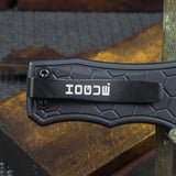 Hogue Exploit OTF Automatic Black PVD FinishTanto Blade  Matte Black Aluminum Frame - Tritium Infused Trigger