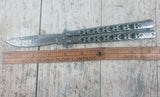 Jackson Damascus Etched  tooled Drilled Butterfly Balisong Flip Knife