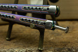 Bundock Titanium Rainbow Checkered Tool Butterfly Bailisong flip knife Butterfly Blade 4.5" blade