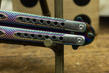 Bundock Titanium Rainbow Checkered Tool Butterfly Bailisong flip knife Butterfly Blade 4.5" blade