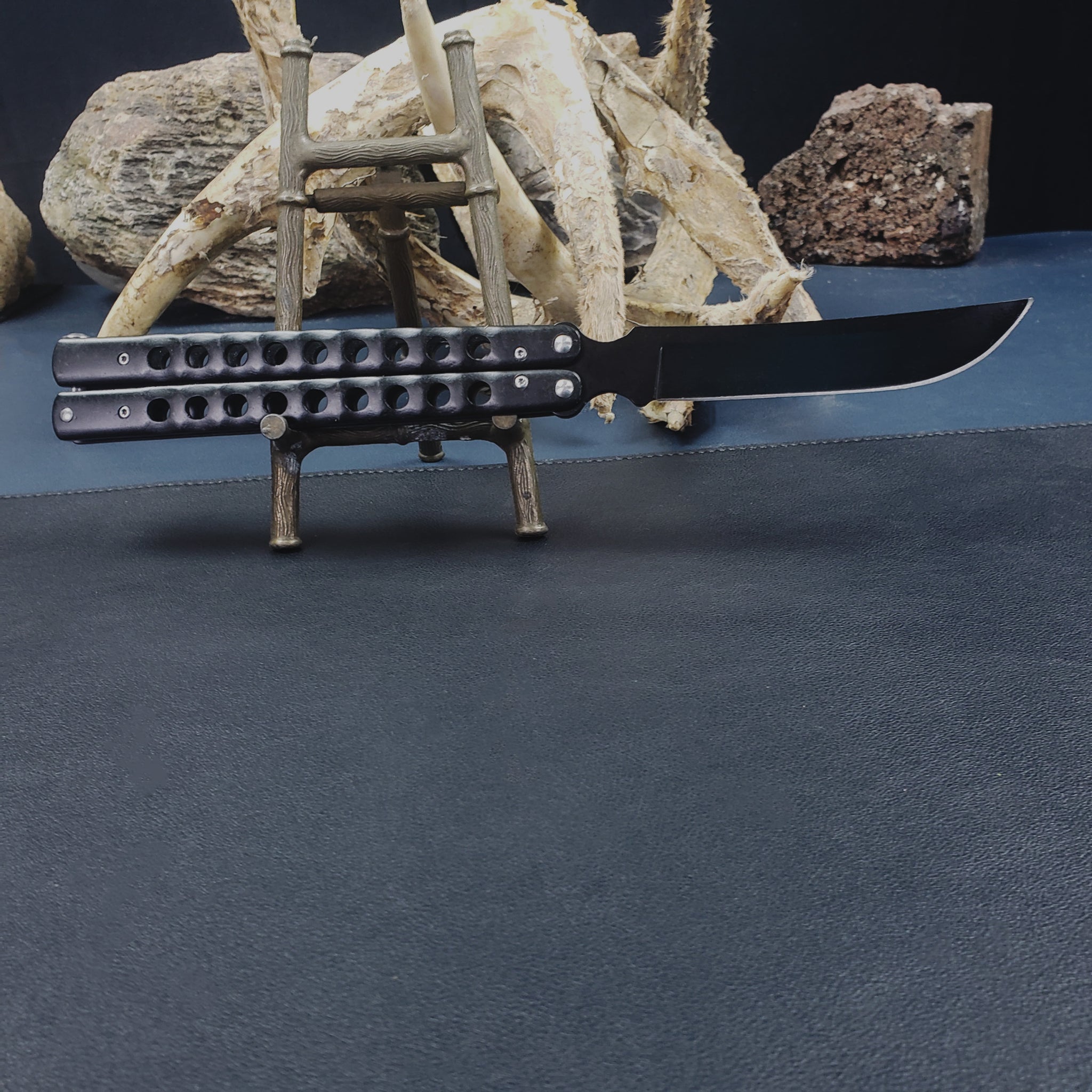 Long Shaft Batanga Black Bali Song Butterfly Knife 11" long