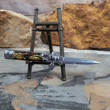 AUTHENTIC SICILIAN STYLE STILETTO LEVER LOCK CLASSIC STYLE AUTOMATIC GODFATHER DERLIN STAG