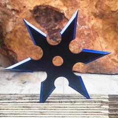 KOHGA JINTO BLACK BLUE POINT SIX POINT SHURIKEN THROWING STAR WITH POUCH