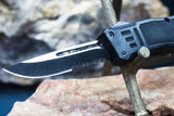 Covert 7.25" Aluminum Grip Handle OTF Knife Clip Point Serrated Edge