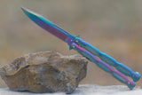 Chain Link Butterfly Bali Song Flip Knife Titanium Rainbow