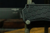 Hogue Exploit OTF Automatic Black PVD FinishTanto Blade  Matte Black Aluminum Frame - Tritium Infused Trigger