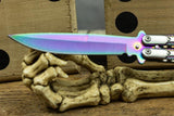 Bundock Titanium Rainbow Checkered Tool Butterfly Bailisong flip knife Butterfly Blade 4.5" blade