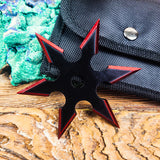 KOHGA JINTO Black Red point SIX POINT SHURIKEN THROWING STAR WITH POUCH